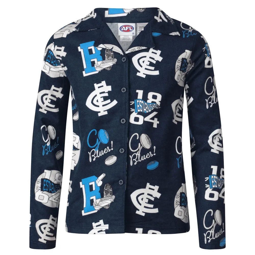 AFL Carlton Blues 2022 Toddlers Flannel PJ Set