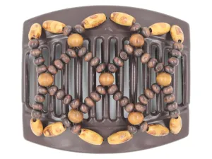 African Butterfly Thick Hair Comb - Ndebele Brown 107