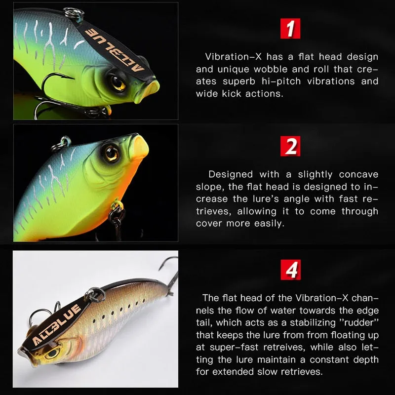 ALLBLUE VIBRATION-X Sinking VIB Fishing Lure Lipless Crankbait Artificial Hard Bait All Depth Fishing Tackle
