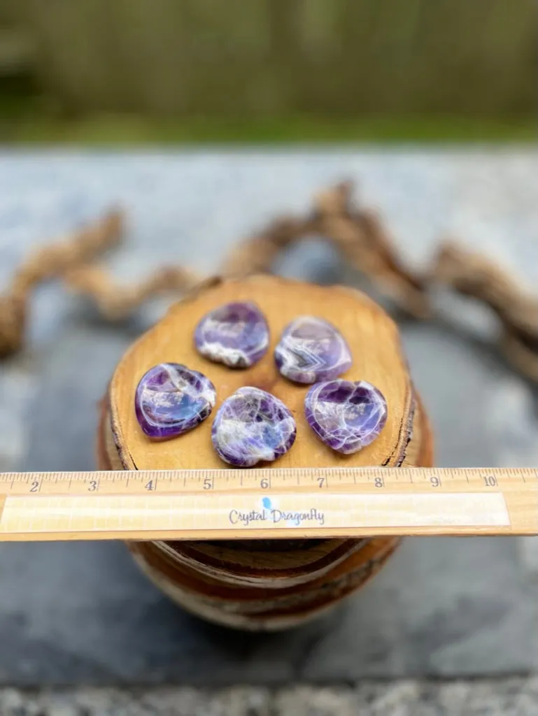 Amethyst Chevron Heart Shape Worry / Soothing Stone FB1335 💜