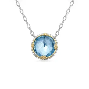 Anatoli Collection Round Blue Topaz Pendant (Lg)
