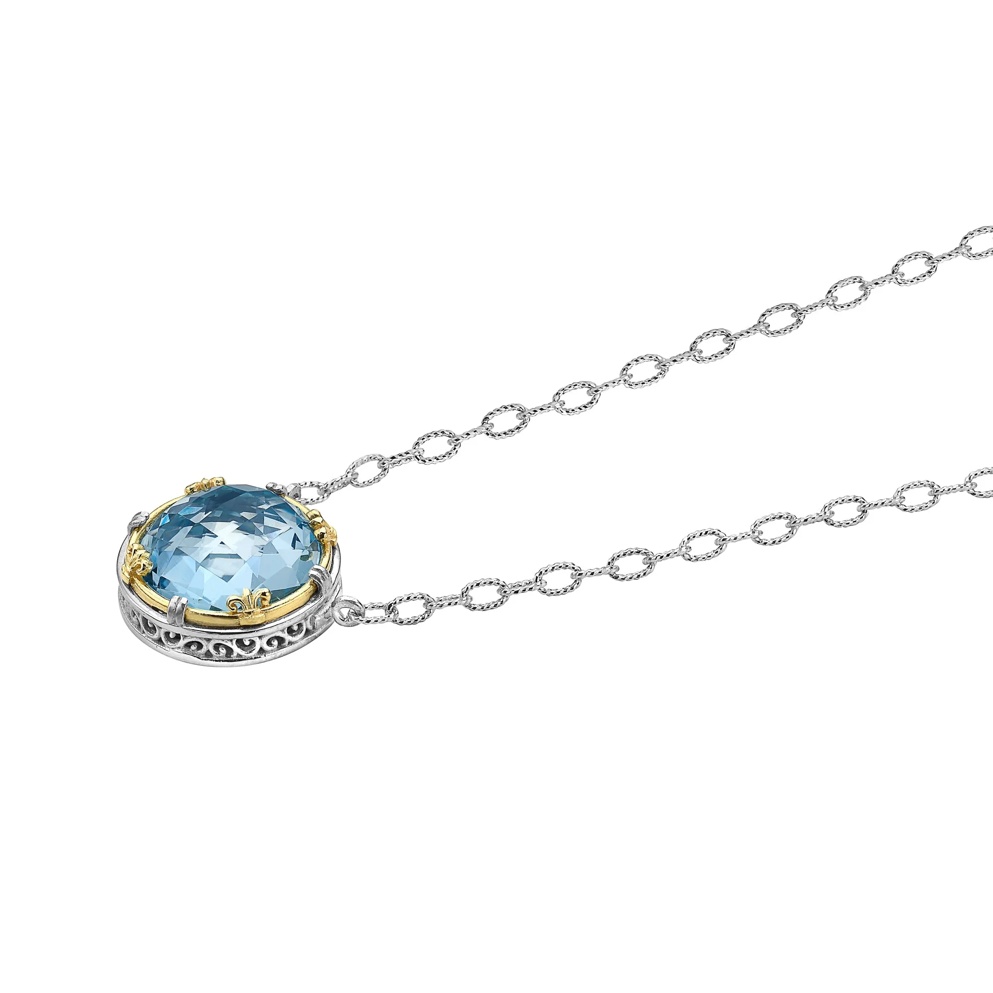 Anatoli Collection Round Blue Topaz Pendant (Lg)