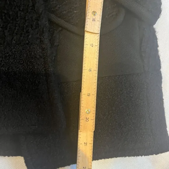 AnnaRita N Wool Real Fur Colar Wool Italy Black Buttoned Jacket Blaser Coat