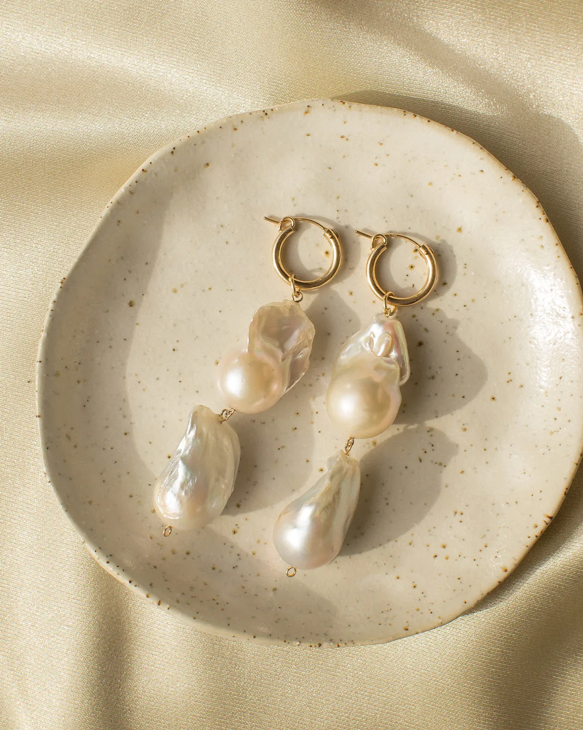 Aphrodite Baroque Pearl Earrings (Double Pearl)