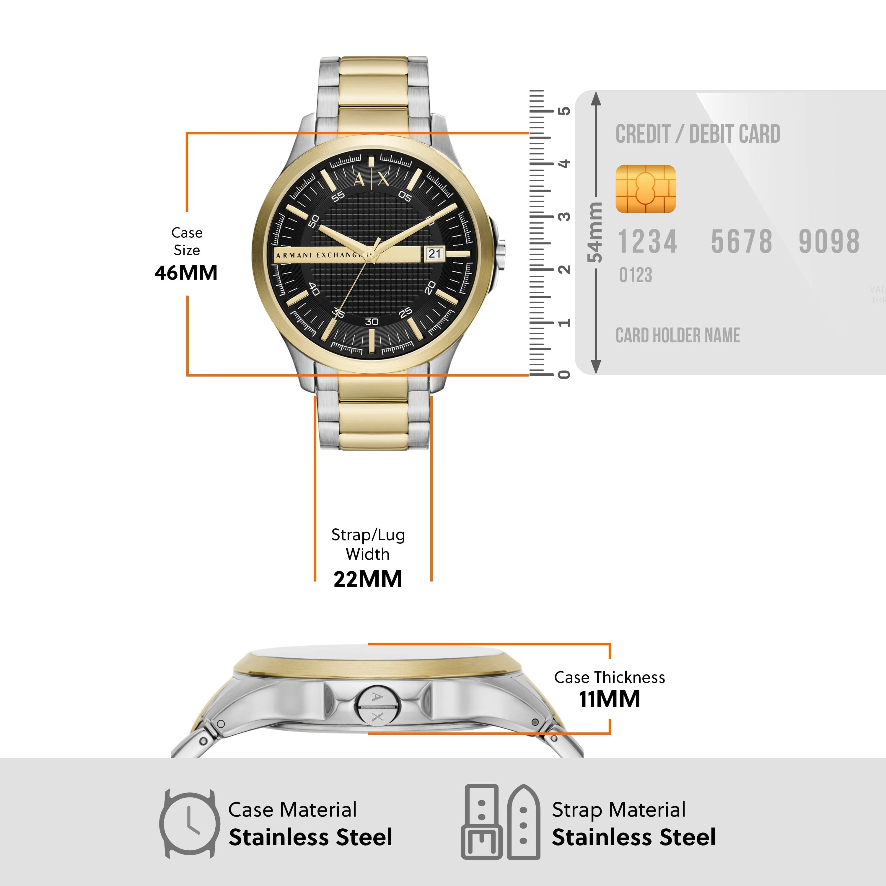 Armani Exchange Three-Hand Date Two-Tone Stainless Steel Watch AX2453