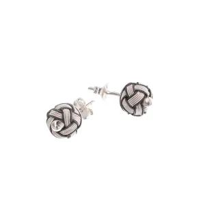 Aydin Woven Silver Studs (White & Black)