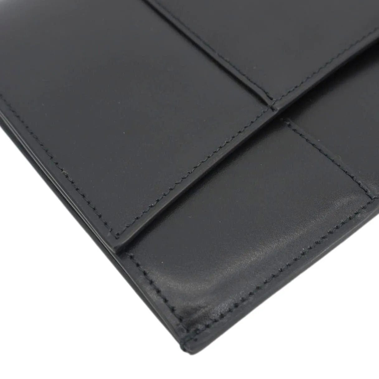 BALENCIAGA Hourglass flat Calfskin Leather Pouch Black