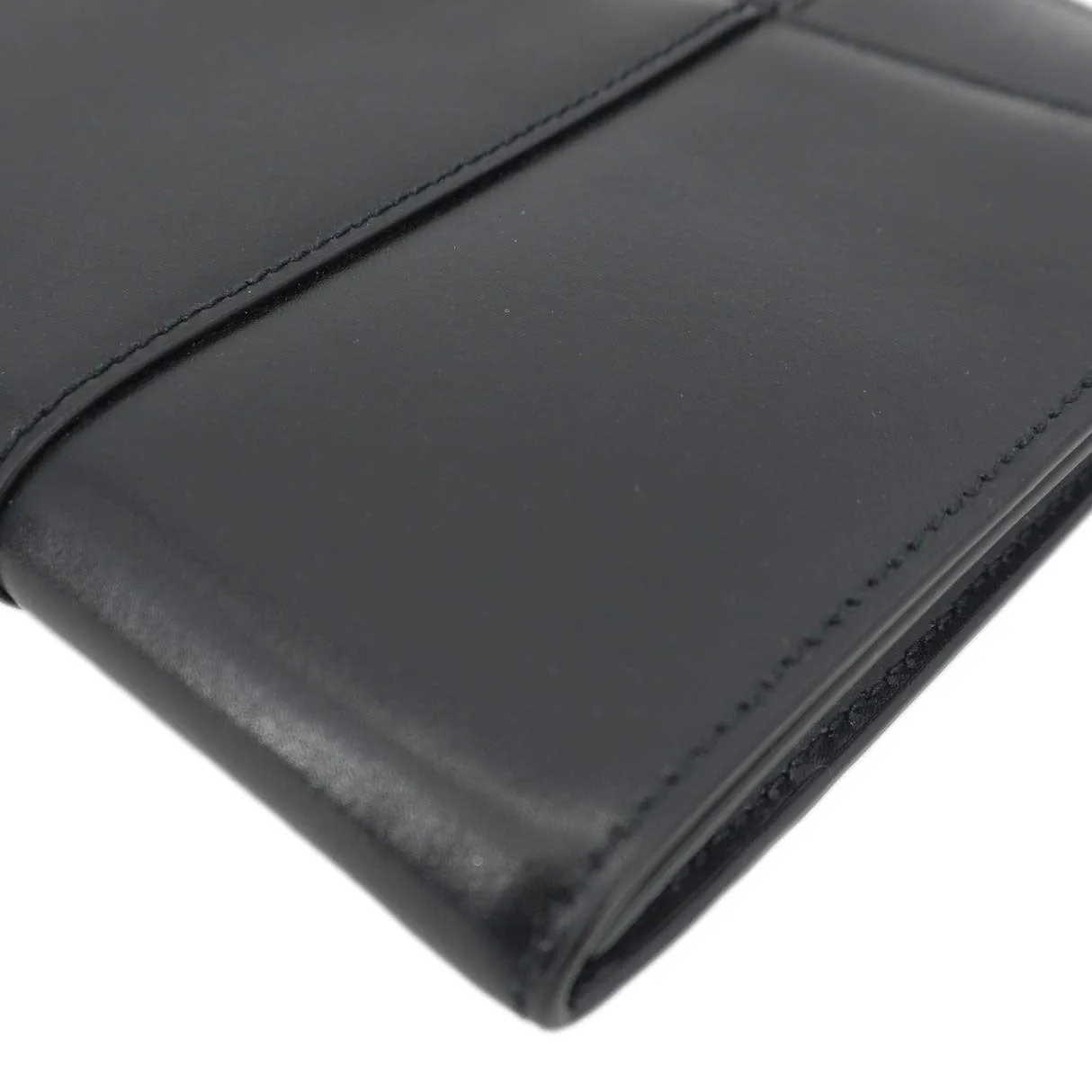 BALENCIAGA Hourglass flat Calfskin Leather Pouch Black