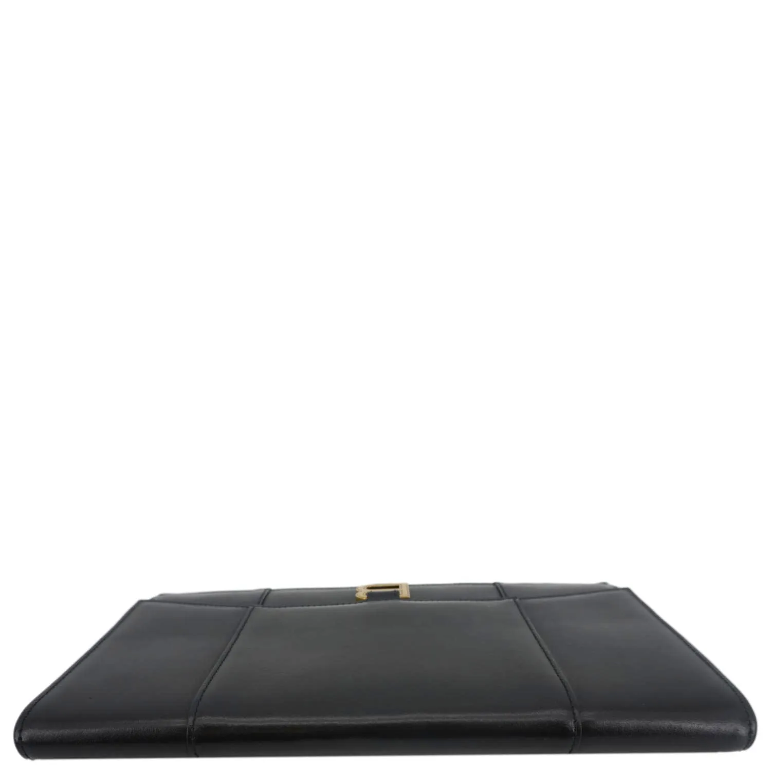 BALENCIAGA Hourglass flat Calfskin Leather Pouch Black