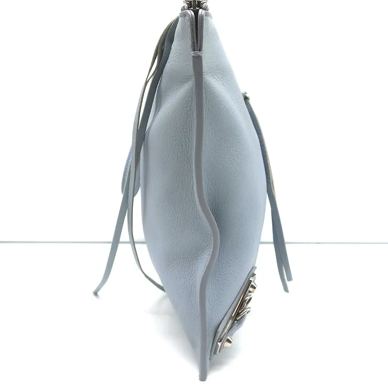 Balenciaga Metallic Edge Flat Wristlet Clutch Powder Blue Leather