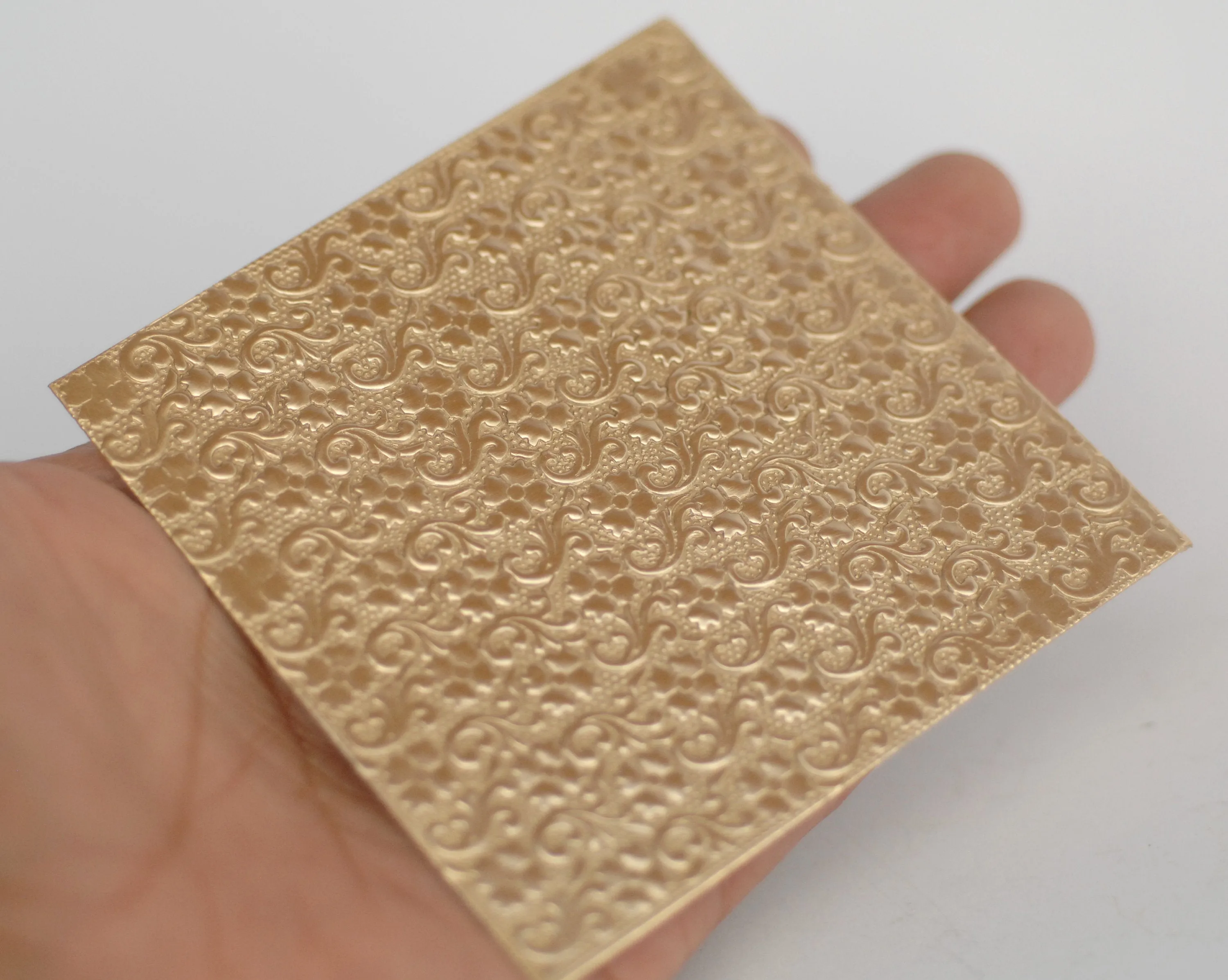 Batik flowers textured metal sheet - 3 inch x 3 inch