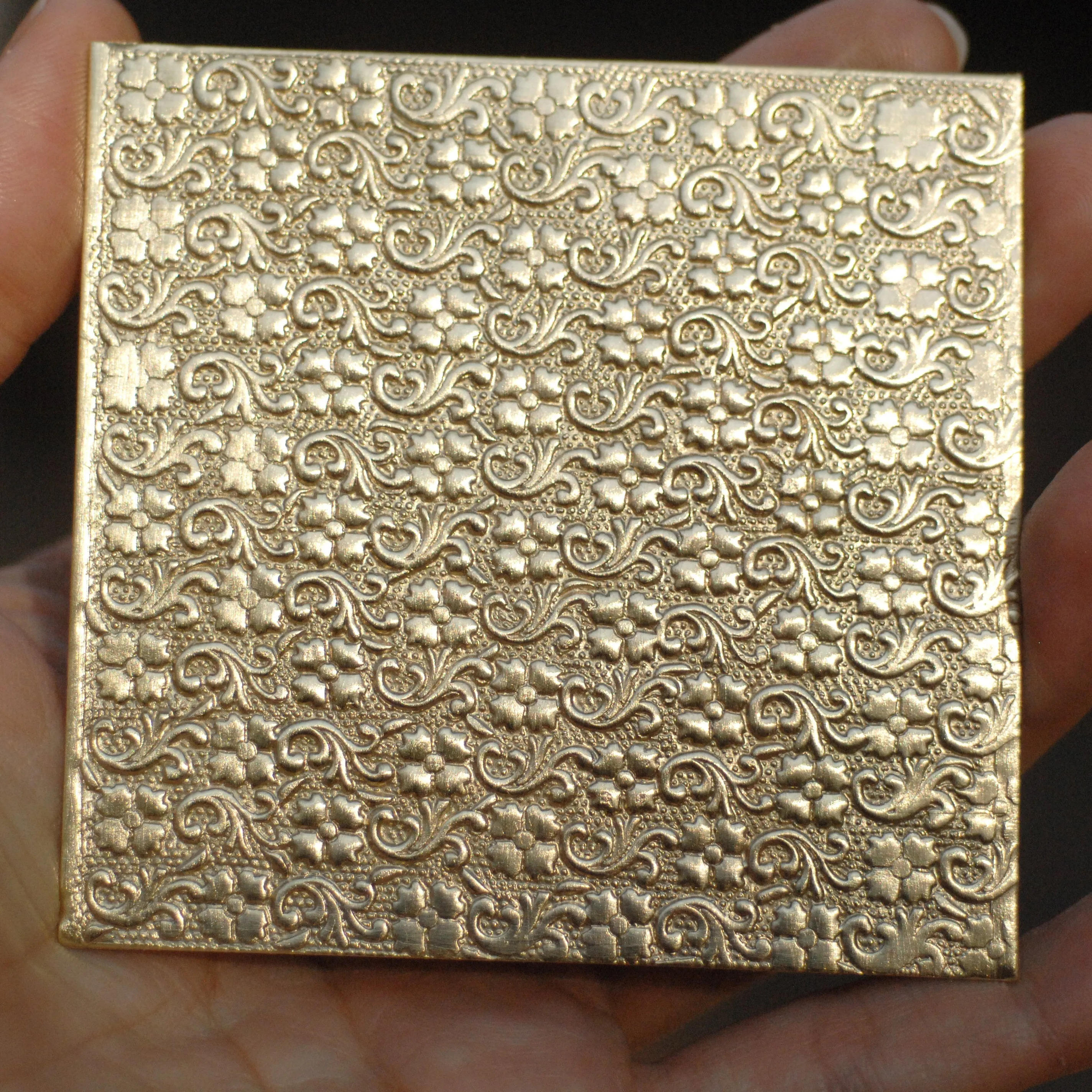 Batik flowers textured metal sheet - 3 inch x 3 inch