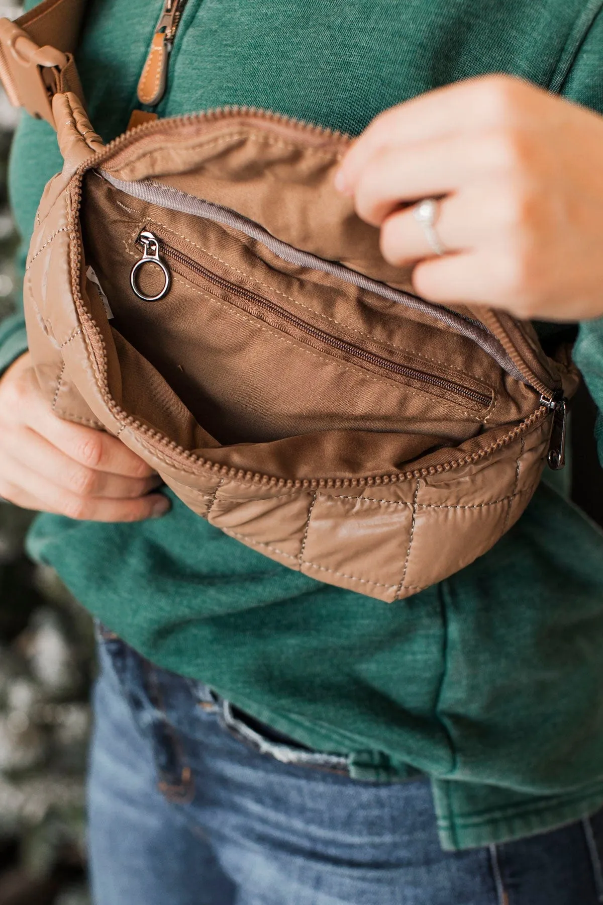 Be Impressive Quilted Belt Bag- Caramel