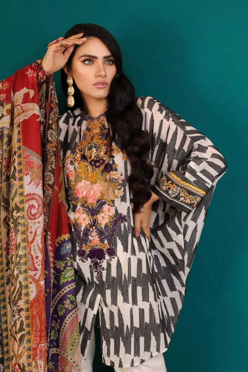 Beautiful Pakistani woven outfit for casual wear in off-white color # P2386