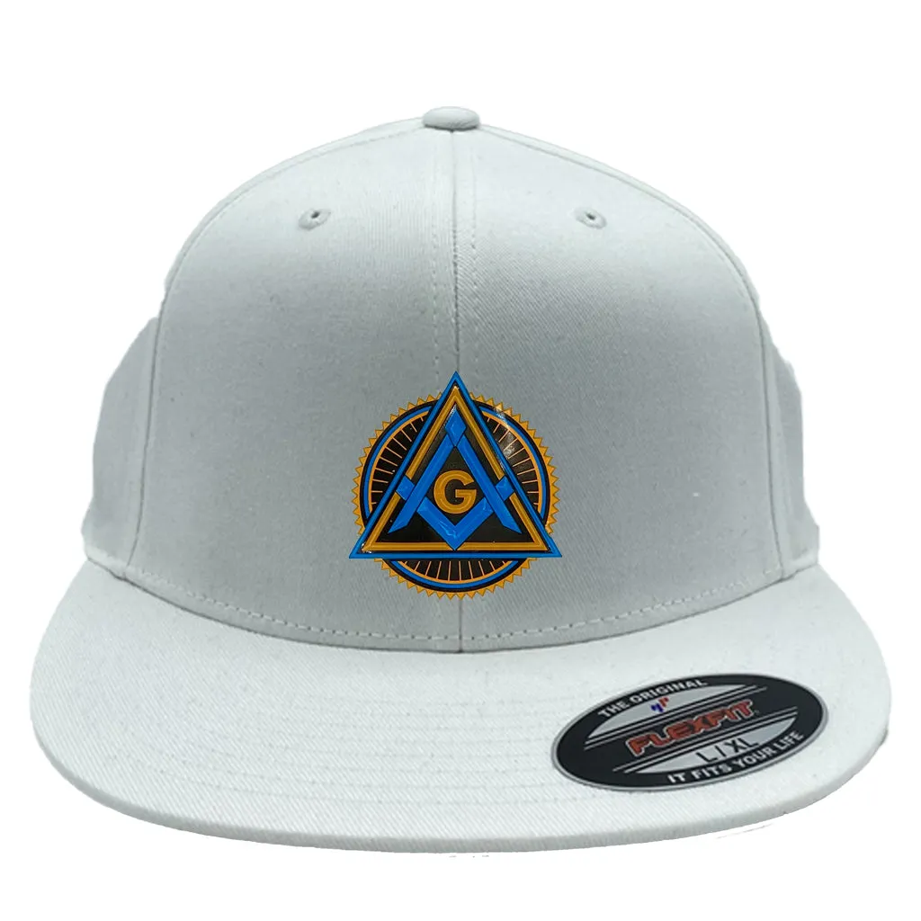 Bevelled Square and Compass- Flat Brim cap