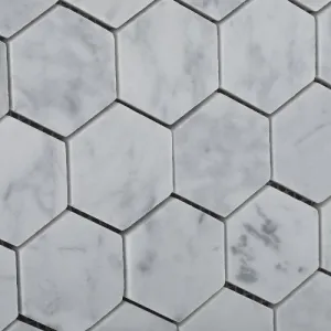 Bianco Carrara White Marble Polished 2" Hexagon Mosaic Tile - Lot of 50 sq. ft.