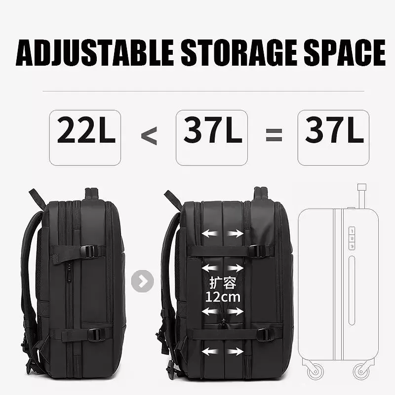 Black Adjustable Large Capacity Backpacks