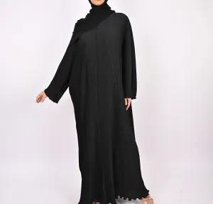 Black - Pleated Batwing Abaya
