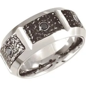 Black PVD Cobalt 1/4 CTW Black Diamond 10 mm Band Size 11