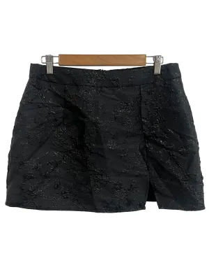 Black Shimmery Floral Print Skort