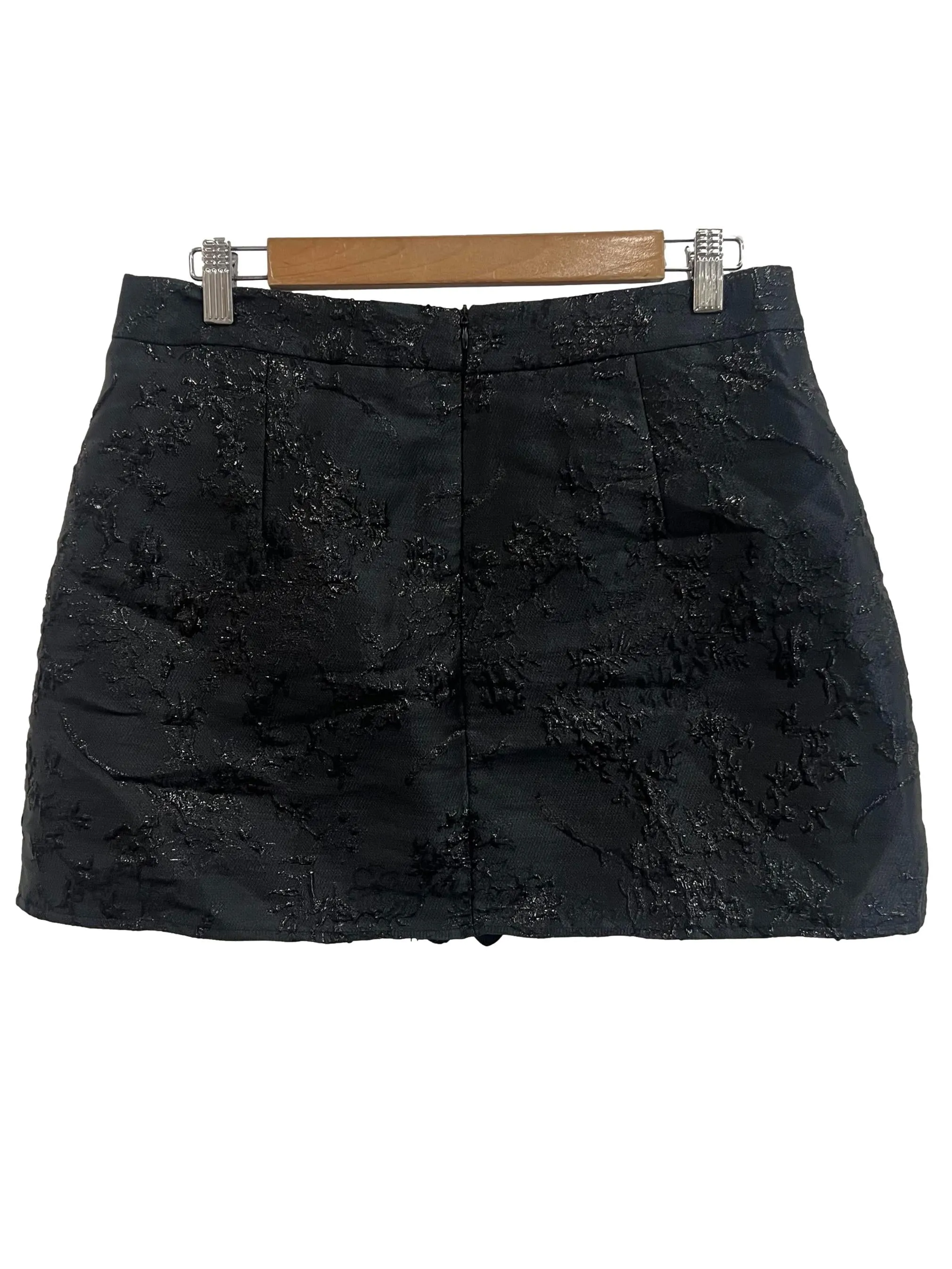 Black Shimmery Floral Print Skort