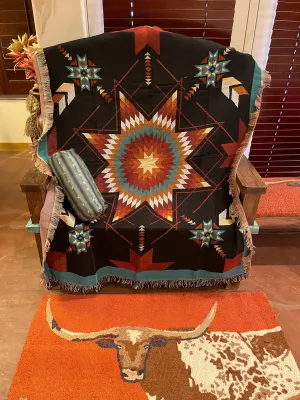 Black Sunburst Woven TAPESTRY blanket