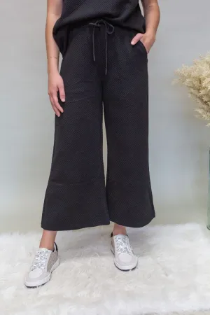 Black Textured Crop Pants