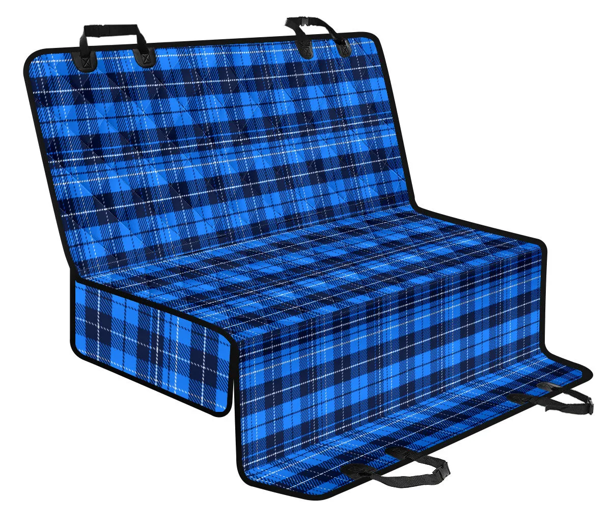 Blue Plaid, Tartan, Back Seat Cover Hammock For Pets