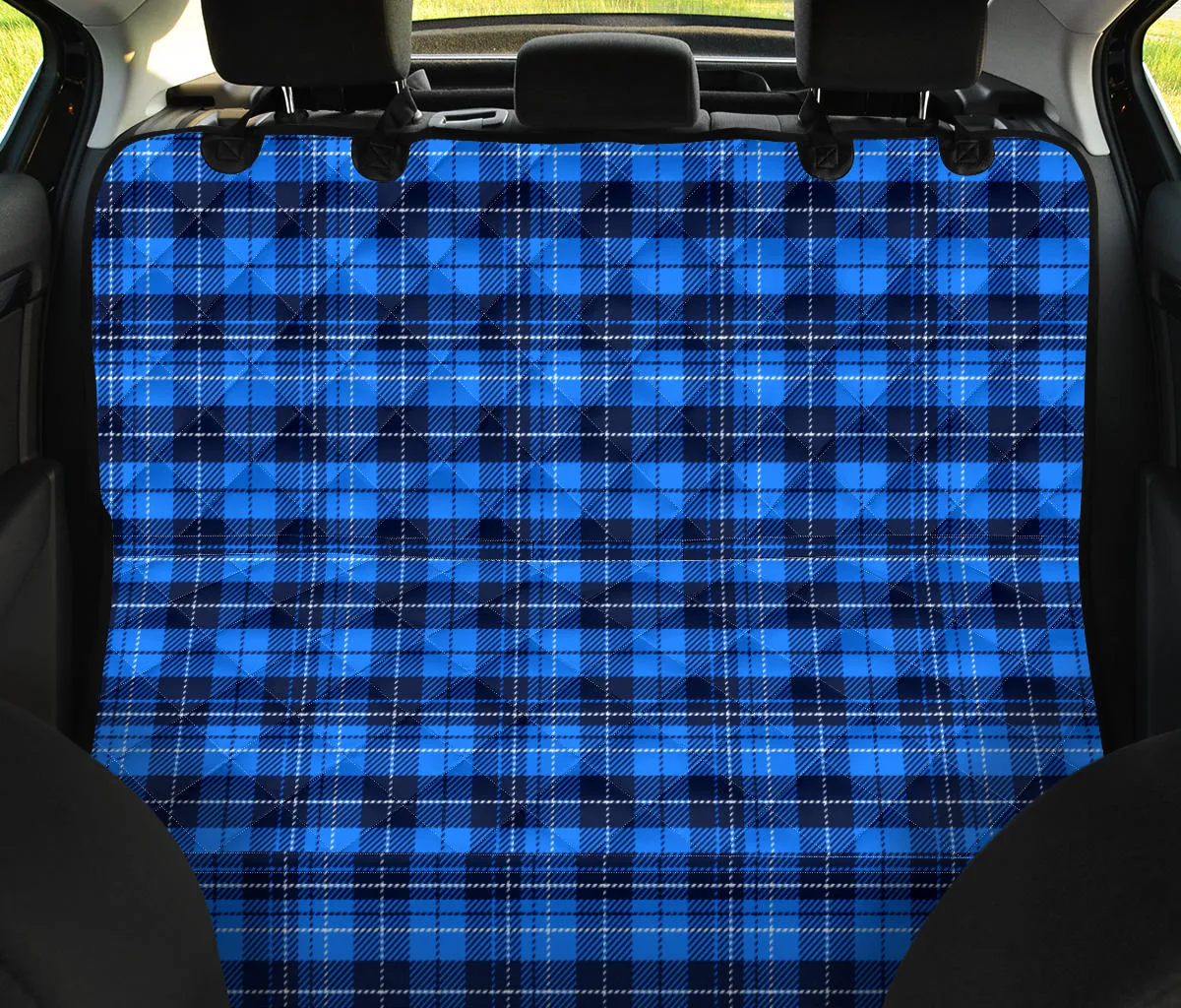 Blue Plaid, Tartan, Back Seat Cover Hammock For Pets