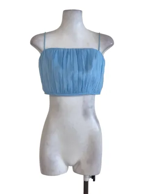 Blue Textured Crop Top