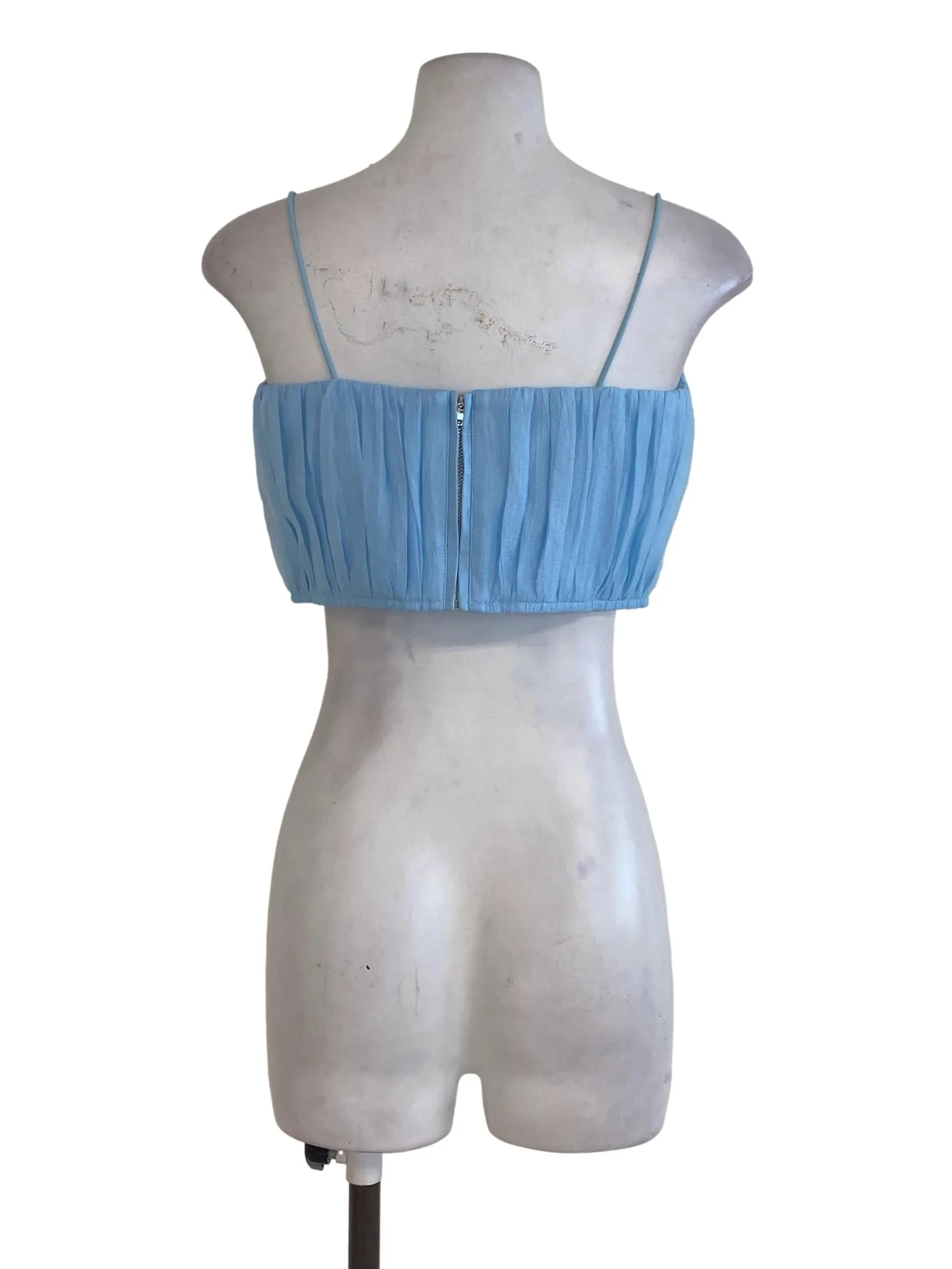 Blue Textured Crop Top