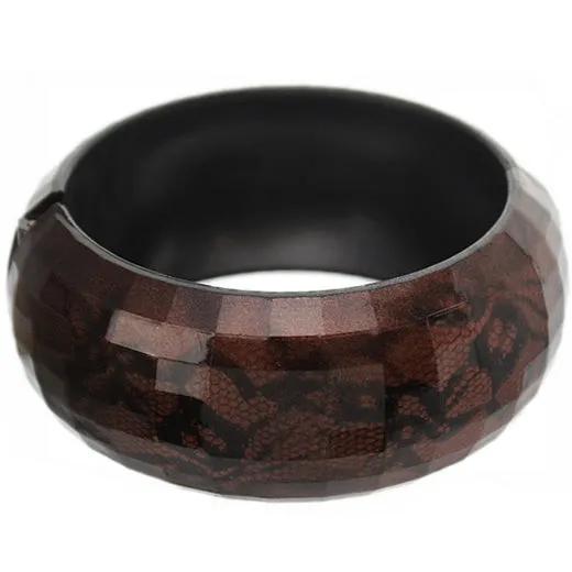 Brown Lace Textured Hinged Bracelet