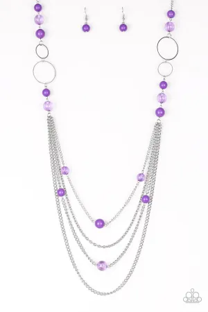 Bubbly Bright - Purple Necklace