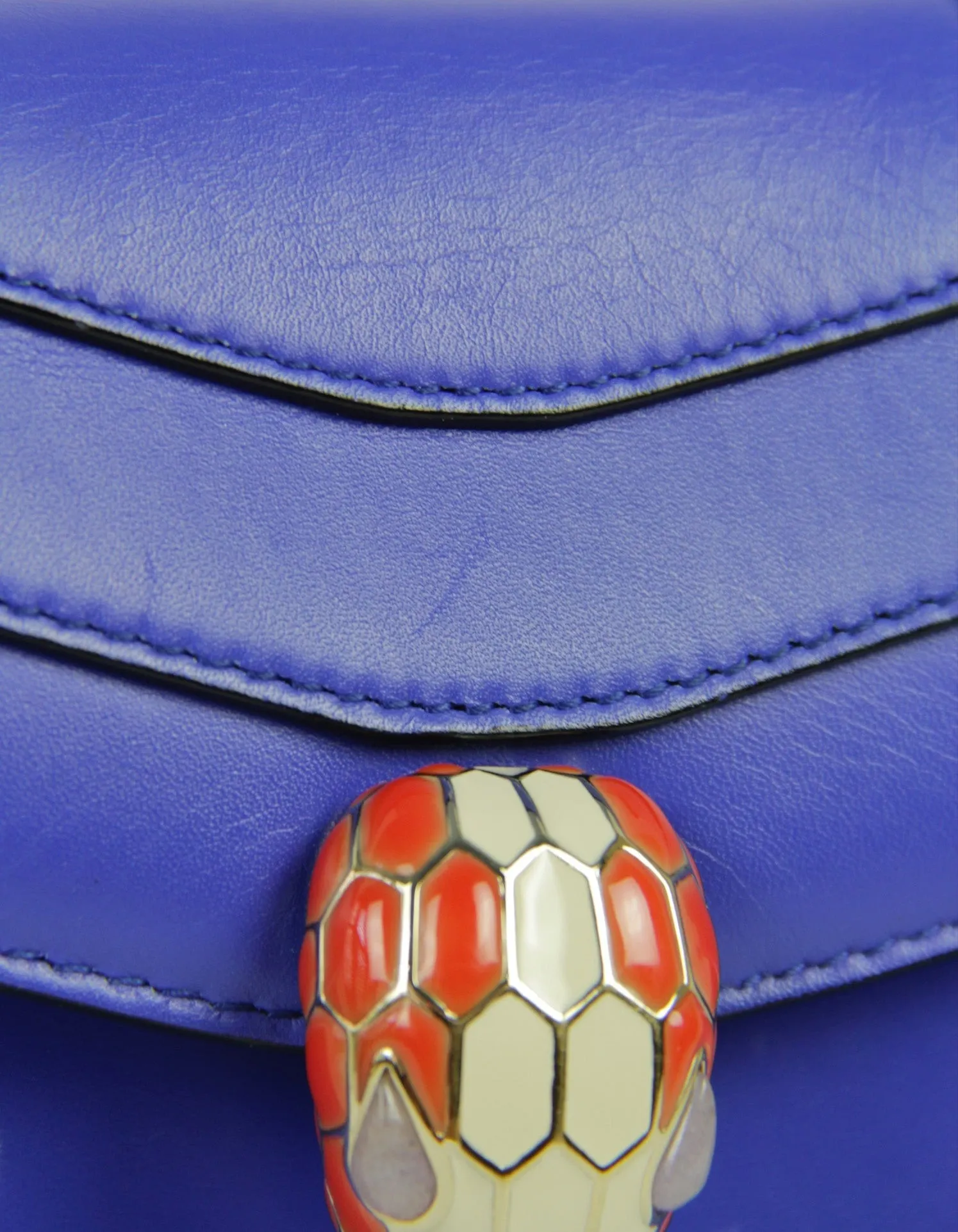 Bvlgari Blue Leather Chain-Linked Serpenti Forever Bag