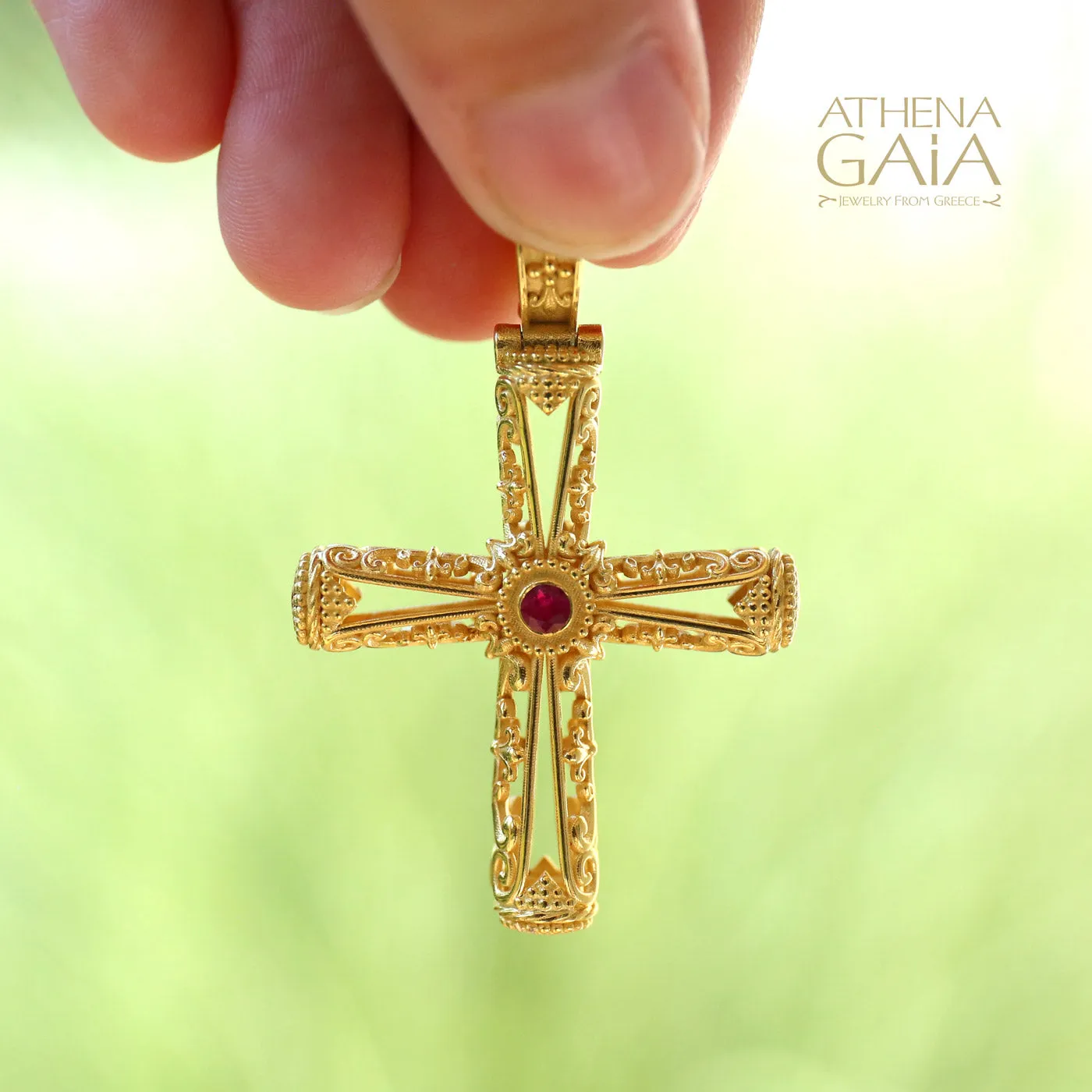 Byzantine Embroidery Filigree Orthodox Cross (Large)
