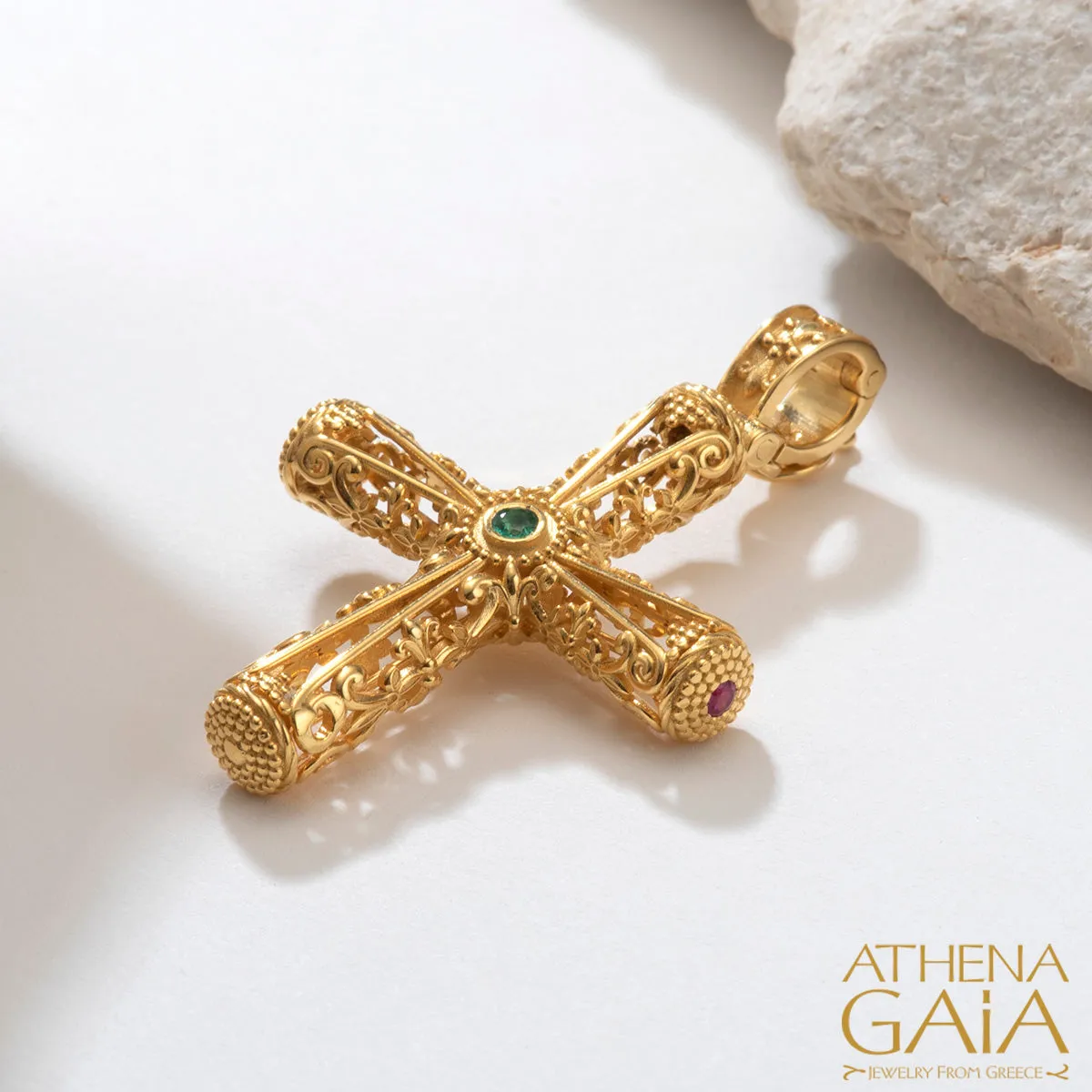 Byzantine Embroidery Filigree Orthodox Cross (Large)