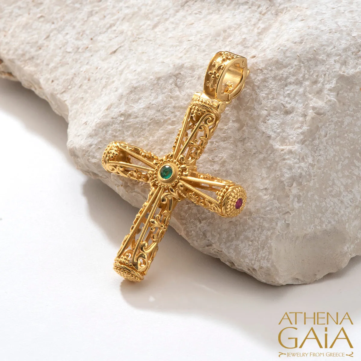 Byzantine Embroidery Filigree Orthodox Cross (Large)