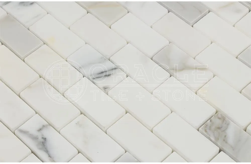Calacatta Gold (Italian Calcutta) Marble 1 X 2 Brick Mosaic Tile, Polished