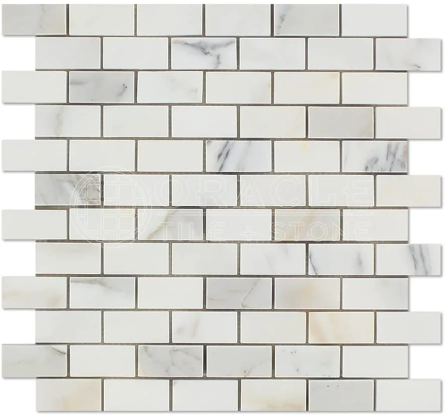Calacatta Gold (Italian Calcutta) Marble 1 X 2 Brick Mosaic Tile, Polished