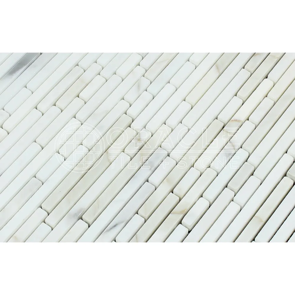 Calacatta Gold (Italian Calcutta) Marble Bamboo Sticks (Single color) Mosaic Tile, Polished