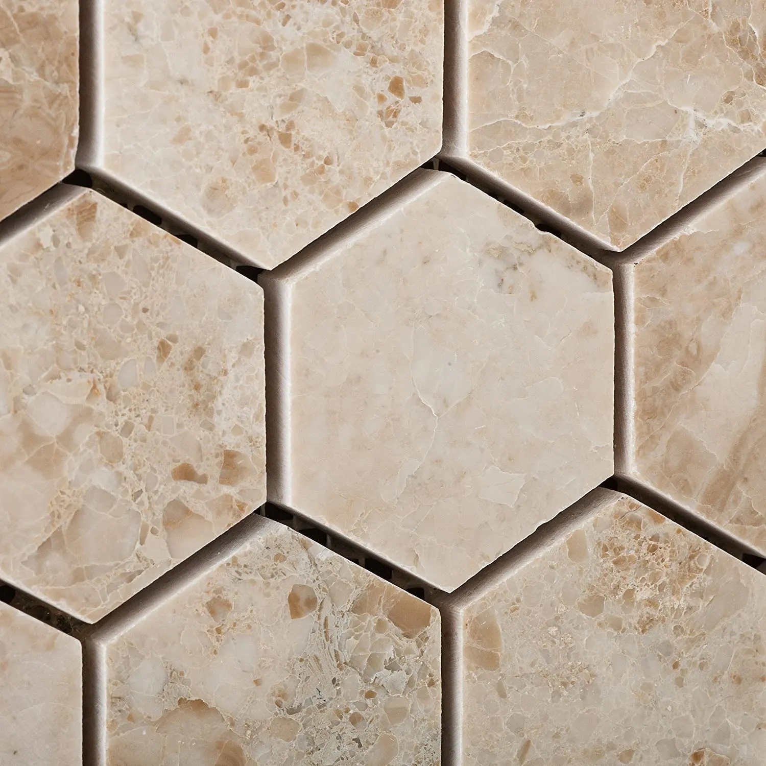 Cappuccino Marble Polished 2-inch Hexagon Mosaic Tile - 6 X 6 Sample
