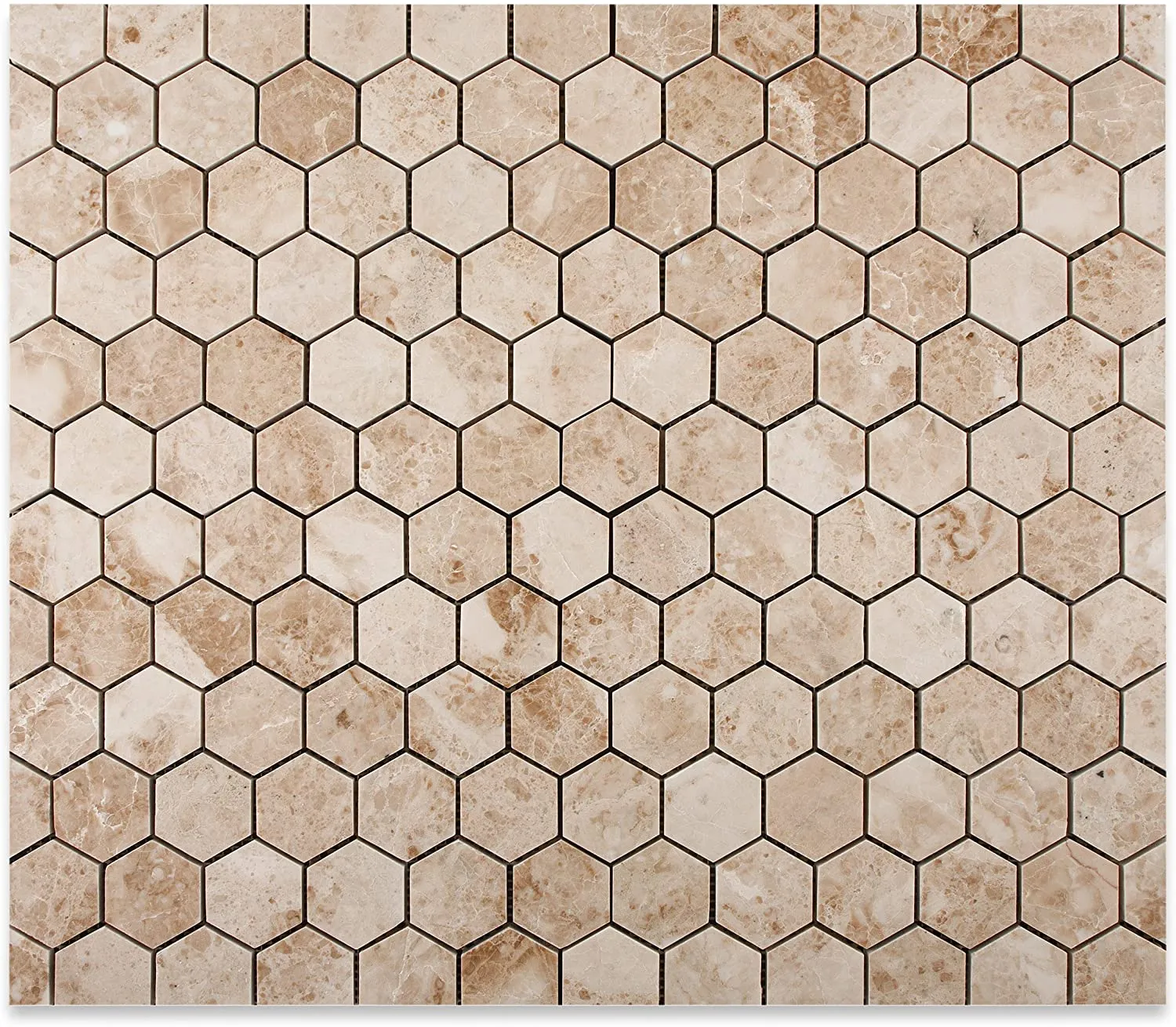 Cappuccino Marble Polished 2-inch Hexagon Mosaic Tile - 6 X 6 Sample