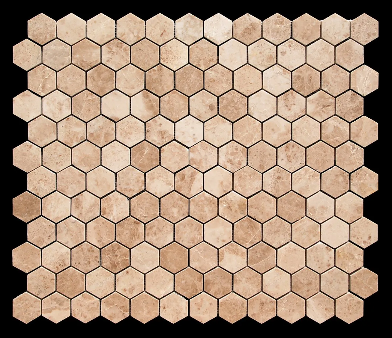 Cappuccino Marble Polished 2-inch Hexagon Mosaic Tile - 6 X 6 Sample
