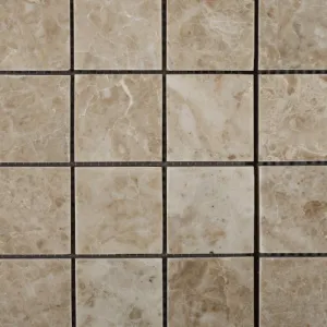Cappuccino Marble Polished 2 X 2 Mosaic Tile on Mesh - 6" X 6" Sample