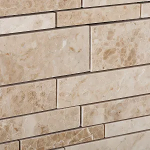 Cappuccino Marble Random-Strip Polished Mosaic Tile - Box of 5 Sheets