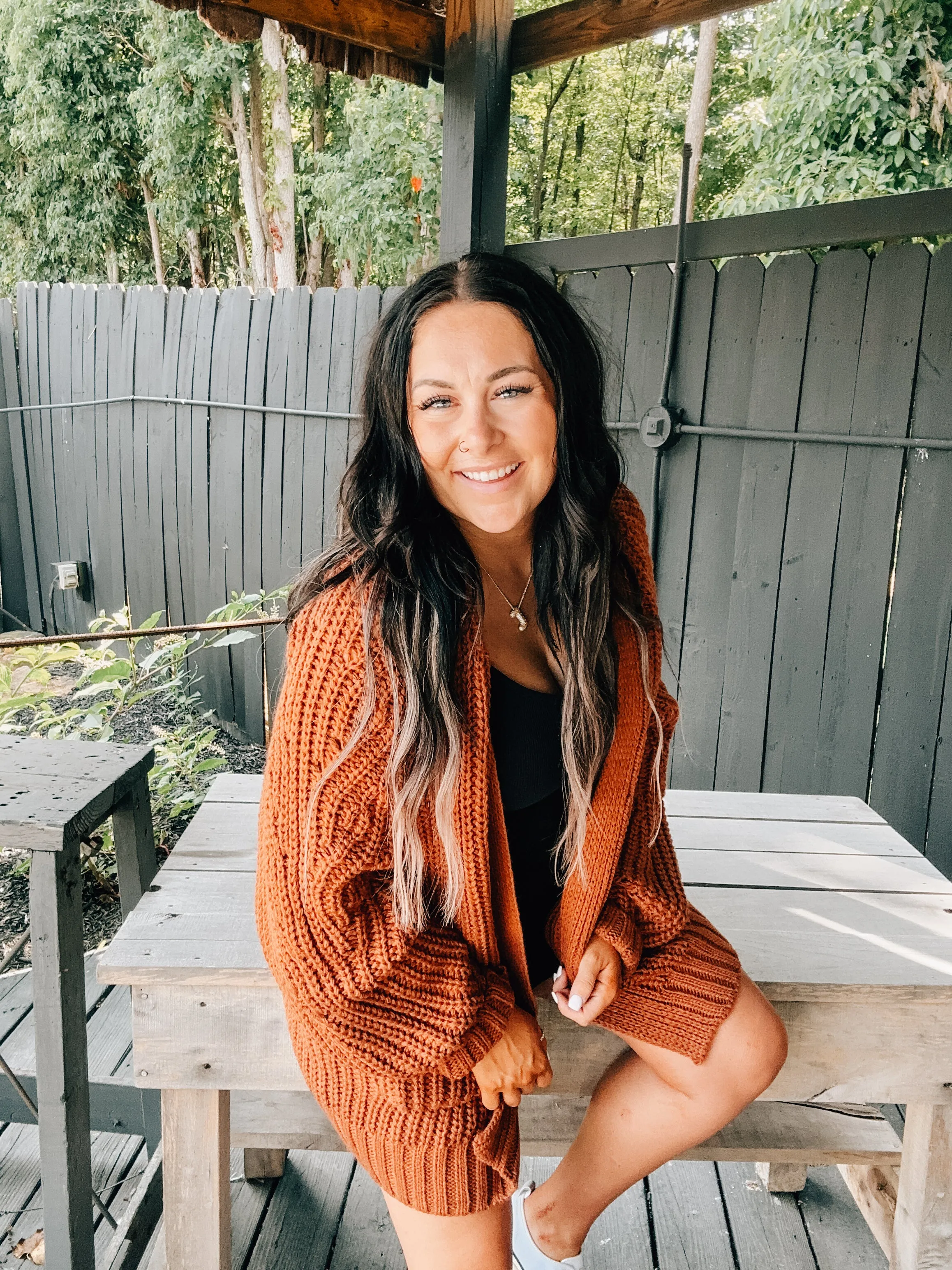 Caramel Woven Sweater Cardi