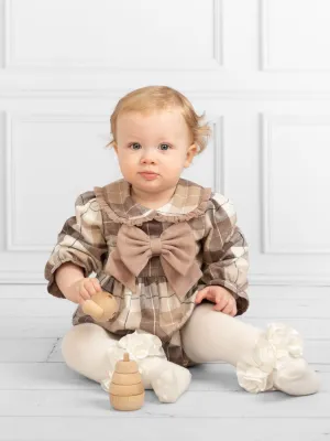 Caramelo Kids Girls Woven Check Romper with Bow