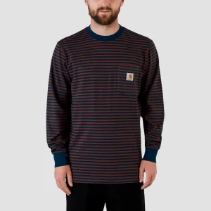 Carhartt WIP Verner Stripe Pocket Longsleeve T-Shirt Duck Blue/Offroad