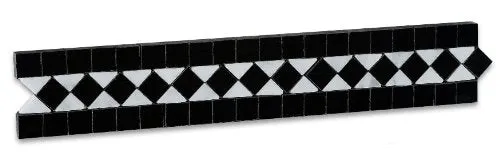 Carrara White and Black Marble Polished BIAS Border - Box of 5 pcs.
