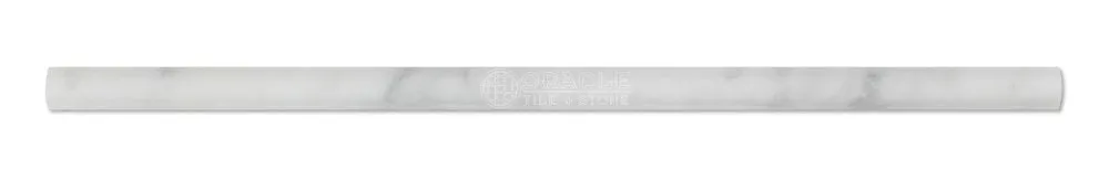 Carrara White Italian (Bianco Carrara) Marble 1/2 X 12 Pencil Liner Trim Molding (5, Polished)